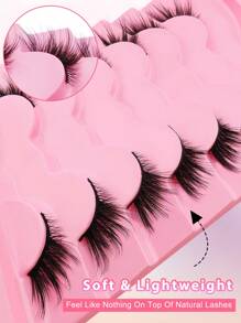 7 Pairs 15mm Cat Eye Effect Semi-Permanent Eyelashes, Extended Outer Corner, Natural Look - Black - View 3