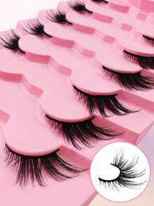 7 Pairs 15mm Cat Eye Effect Semi-Permanent Eyelashes, Extended Outer Corner, Natural Look - Black - View 4