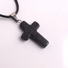 1 Stück natürlicher Stein Rosenquarz Kreuz-Anhänger Halskette Healing Energy Schmuck für Frauen Mädchen, glückliches und liebevolles Geschenk