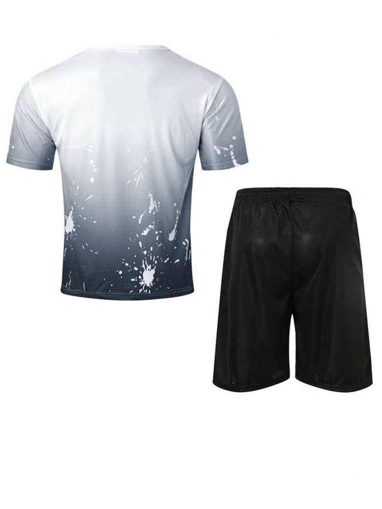 Men T-Shirt Co-Ords - White - View 4