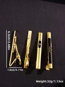 4pcs/Set Fashionable & Simple Golden Men\ Tie Clip For Wedding & Business & Party
