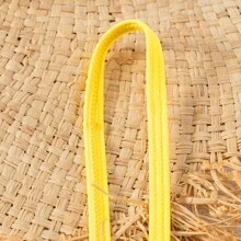 Tween Girl's Cute Tropical Plant Printed Halterneck Cutout One Piece Swimsuit - Yellow - View 5