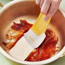 1pc, Silicone Pan Scraper, Dish Cleaning Spatula, Bowl Scraper Dish Scraper, Non Stick Kitchen Cleaning Scraper, Kitchen Gadgets, Kitchen Accessories - Yellow - View 5