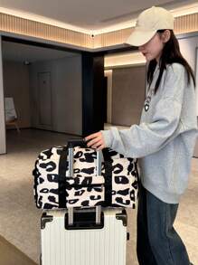 1 Stück Set große Kapazität Nylon Leopardenmuster faltbare Handgepäcktasche mit separatem Schuhfach, Sport Yoga Fitness Tasche, Reisetasche Reise Organizer Outfit Flughafen Kleidung für Koffer Übernachtungstasche Reisetasche Wochenendtasche Reisetasche für Gepäck Handgepäck Tasche Collegetasche Gepäcktasche Wochenendtasche Krankenhaustasche Wintertasche für Schule Schul-Zubehör Schulsachen