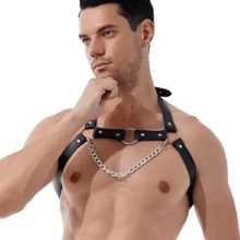 1pc Men's Punk Leather Chain Accessory Belt - Black - View 2