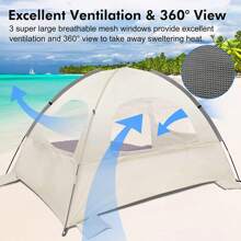 Beach Tent Anti-UV Portable Sun Shade Shelter For 3 Person, Extendable Floor With 3 Ventilating Mesh Windows Plus Carrying Bag, Stakes And Guy Lines - 嬰兒白 - 查看 4