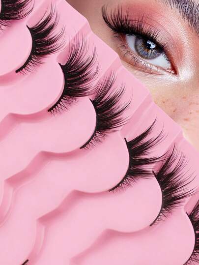 7 Pairs 15mm Cat Eye Effect Semi-Permanent Eyelashes, Extended Outer Corner, Natural Look