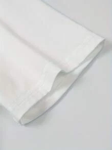 Áo thun thể thao thông thường Tween Boy 1 màu trơn cho mùa xuân và mùa hè - trắng - Xem 4