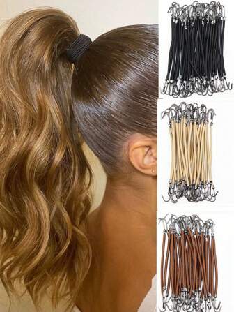 5pcs Double Hook Leather Band For National Standard Latin Dance Styling Leather Band Coiffure Hair Beauty Tools Pill Hair Hook Ponytail Rubber Band Thick Elastic Wire Hair Hooks Hair Ties Ponytail Holders Hair Elastics Hair Rubber Bands Scrunchies Hair Rope Elastic Hair Tie, Hair Bobbles Hair Accessories