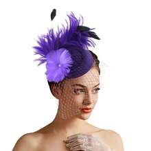 新娘婚禮面紗花飾網紗蕾絲頭帶下午茶派對花飾喪禮女士禮帽 - 彩色 - 查看 7