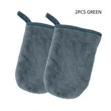 2pcs Multicolor Ultra-Fine Fiber Double-Sided Reusable Makeup Remover Gloves, For Facial Cleansing - Multicolor - View 4