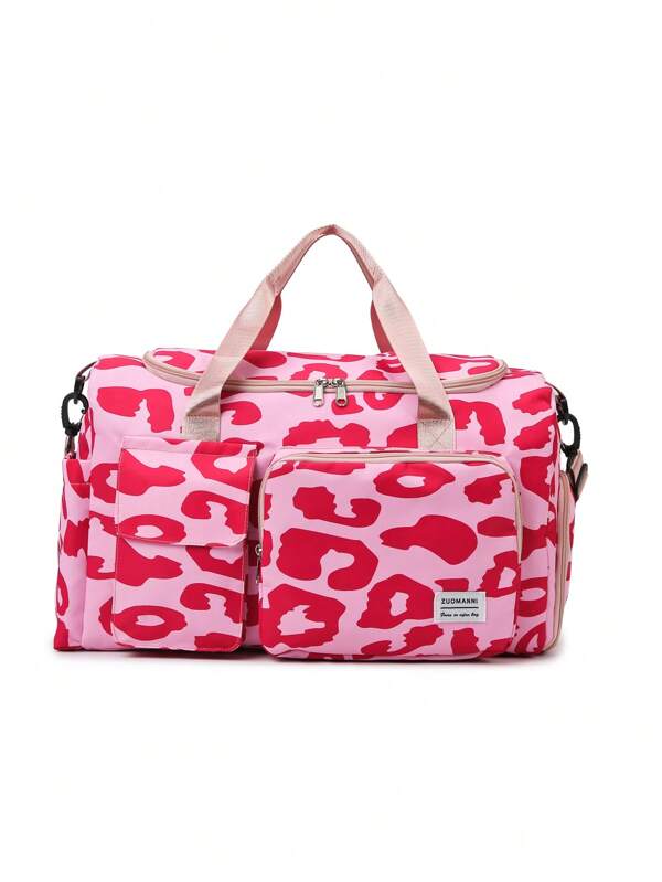 1 Juego de Bolso de Mano Plegable de Gran Capacidad de Nailon con Estampado de Leopardo y Compartimento Independiente para Zapatos, Bolsa de Almacenamiento para Traje de Yoga y Fitness, Bolsa de Viaje, Organizador de Viaje, Ropa de Viaje, Equipaje, Ideas de Regalo de Navidad para Mujeres y Niñas, Regalos de Cumpleaños para Mamá, Amiga, Bolsa de Gimnasio, Bolsa Deportiva, Paquete de Entrenamiento para Vacaciones, Día de Acción de Gracias, Regalos de Agradecimiento, Bolsa para la Escuela, Accesorios Escolares
