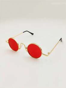 1副新款复古小圆框女士偏光时尚眼镜，时尚小框修饰脸型，街头风 - 彩色 - 查看 3