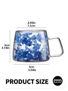 1 pezzo, Tazza da caffè in vetro con petali di fiori all"interno, 200ML/6.76OZ Tazze per caffè espresso a doppia parete, Tazze isolanti per liquidi con sabbia mobile, Drinkware estivo invernale, Regali di compleanno - Multicolore - Visualizzare 15