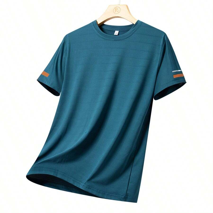Boyfriend Style Men's Summer Ice Silk Short Sleeve Sports T-Shirt, Quick Dry And Breathable
