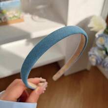 1 stuk Koreaanse vintage denim hoofdband, brede effen haaraccessoires met brede rand voor dames, haarband, haarringen