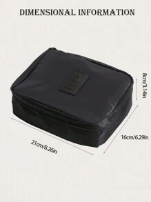 1pc Portable Polyester Toiletry Travel Bag,Daily Solid Detachable Large Capacity Waterproof Travel Toiletry Organizer, Ideal For Travel Use For Travel Storage Bag,Makeup Bag,Cosmetic Bag,Vacation Organizer,Large Capacity Makeup Organizer Makeup Case, For Lipstick, Brush, Skincare, Mobile Phone, Coin, Small Items, For Home,Gift,Vacation And Festival Halloween Christmas Multifunctional Use,Boho Vibes,For Holiday Beach, Bathroom Collection, Bedroom Collection, Large Capacity - Black - View 8