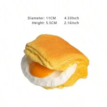 1pc Slow Rising Stress Relief Toy - 3D Egg-Shaped Sandwich With Soft Sponge Filling, Table Decoration For Party Random Style - Beige - View 2