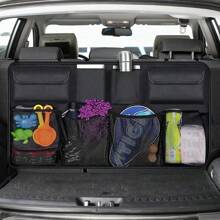 1pc Car Trunk Storage Bag Seat Back Organizer With Large Capacity, Waterproof & Wear-Resistant Material, Easy Installation, Essential For Travel - Black - View 1