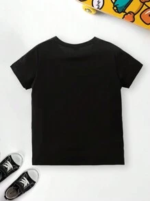 Young Boy Fashionable Printed Round Neck T-Shirt With Game Machine Pattern, Spring/Summer 2024