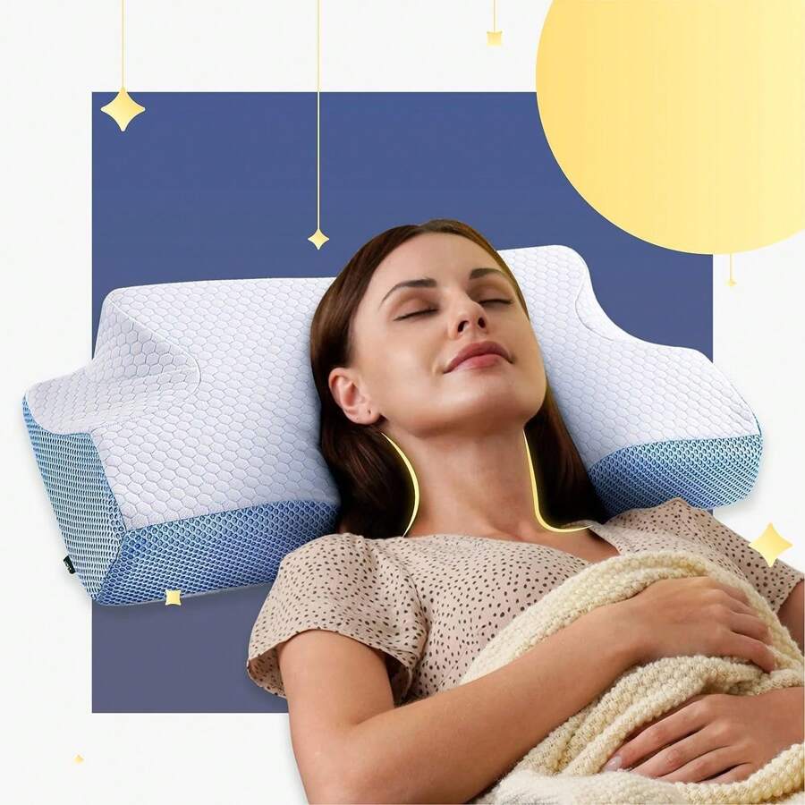 Z-HOM Memory Foam Pillow, Cervical Pillow For Head And Neck Support, Ergonomic Contour Pillow For Side Back Stomach Sleepers - trắng - Xem 1