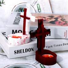 2pcs/Set Cross Candlestick Epoxy Mold DIY Candle Candlestick Silicone Casting Mold DIY Resin Cross Candlestick Silicone Mold For DIY Handmade Home Party Decoration