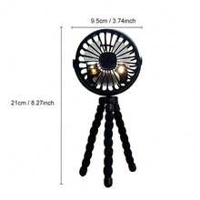 1 Pc Octopus Design Portable Stroller Fan,Rechargeable Handheld Mini Fan - Black - View 10