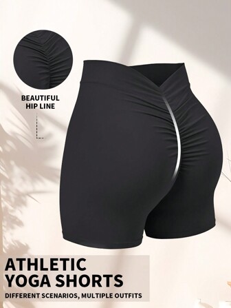 Yefecy 夏季健身短裤女式紧身健身短裤女式V背提臀机车压缩短裤氨纶短裤