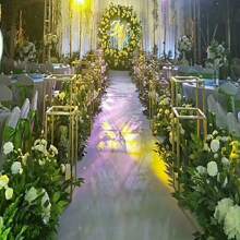 LIVINGANDHOME Living And Home Metal Rectangular Flower Stand Pedestal Wedding Party Ornament - Gold - View 6