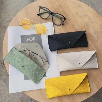 1pc Snakeskin Pattern Glasses Case PU Leather Glasses Bag Fashion Lightweight Sunglasses Box Solid Color Simply Eyewear Cases(5 Colors For Choose)