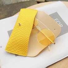 1pc Snakeskin Pattern Glasses Case PU Leather Glasses Bag Fashion Lightweight Sunglasses Box Solid Color Simply Eyewear Cases(5 Colors For Choose) - Various - View 3