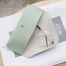 1pc Snakeskin Pattern Glasses Case PU Leather Glasses Bag Fashion Lightweight Sunglasses Box Solid Color Simply Eyewear Cases(5 Colors For Choose) - Various - View 4