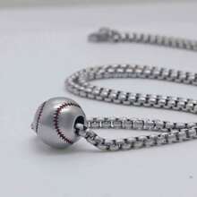 1 Stück-Baseball-Halskette aus 304L-Edelstahl für Männer und Frauen, Baseball-Zubehör für Schmuck