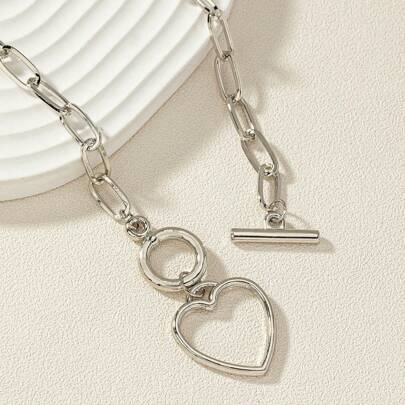 1pc European And American Fashion Style Gold-Tone Heart Pendant Necklace With Cold And Cool Style Valentines