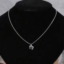 1pc Stainless Steel Lock & Square Chain Zodiac Pendant Necklace With 12 Constellation Signs And Birthday Gift Card - Silver - View 5