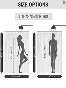 1 件装涤纶面料浴帘，带海洋、海龟、海藻印花，防水防霉浴室隔断帘 / 3 件装防水浴帘套装