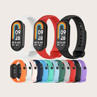 1pc Men Women Leisure Comfortable Sporty Solid Color Silicone Watchband Metal Interface Compatible With Xiaomi Smart Band 8 As A Gift For Students Returning To School