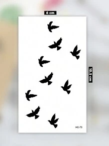 1 Sheets Small Size Body Art Temporary Tattoo Stickers For Men And Women, Black Minimalist Flying Bird Free Pattern, Old School Style, Waterproof Fake Tattoo, Lasts 2-5 Days, Covering Scars, Can Be Used On Arms Wrist Shoulders Legs Waist Neck Hand - Black - View 5