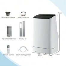18000 BTU Portable Air Conditioner, Freestanding Auto Swing 4-In-1 AC Unit W/ Built-In Dehumidifier, 24H Timer, Remote Control/APP Control & Window Kit For Rooms Up To 50㎡ - 白色 - 查看 2