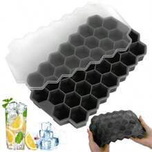 1pc 37-Cavity Honeycomb Shaped Silicone Ice Cube Tray With Lid Ice Maker Mold For Reusable DIY Ice Making