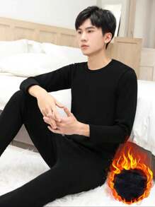 Men Hoodie & Sweatshirt Co-Ords - 黑色 - 查看 2
