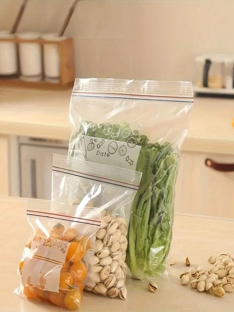 10 piezas/15 piezas/20 piezas Bolsas herméticas de almacenamiento de alimentos para la cocina, bolsas de película transparente delgada, bolsas de almacenamiento para refrigerador - Multicolor - Ver 1