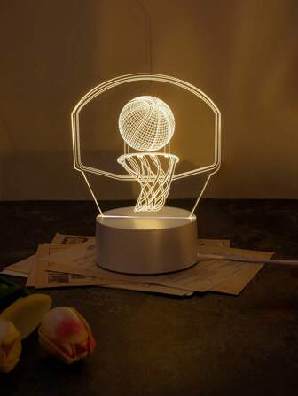 1pc Basketball Design Decoration Light, 3D Warm Lightness Night Light For Home Decor