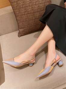 Elegant Mid-Heel Sandals For Women, Matched With Skirts, Fashionable And Versatile Pointed-Toe Shoes For Summer 2024