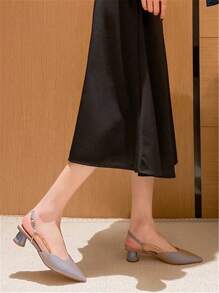 Elegant Mid-Heel Sandals For Women, Matched With Skirts, Fashionable And Versatile Pointed-Toe Shoes For Summer 2024