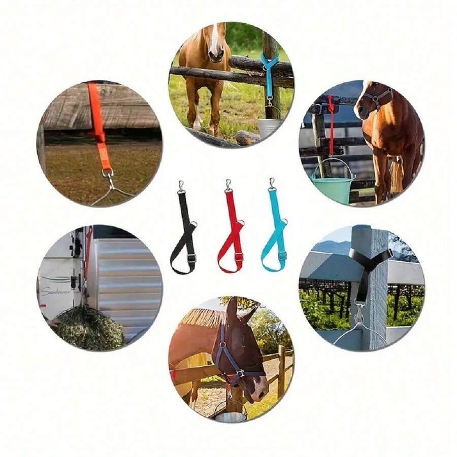 1條馬桶繫帶，適用於馬廄可調節桶帶尼龍馬拖繫帶水桶馬、乾草網、水桶、馬戶外飼料箱 - 彩色 - 查看 1