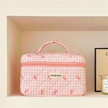 1 Pc Korean Style Women Plaid Bowknot Makeup Bag Travel Soft Large Cosmetic Storage Pouch Storage Makeup Organizer Makeup Case Makeup Travel Toiletry Organizer Essentials Gifts Storage Zipper Accessories Nail Bag, Bags, Makeup Bag, Vanity, Make Up Bags, Organizer, Storage, Makeup Organizer, Makeup Bags, Make Up Organizer, Toiletry Bag, Desk Organiser, Cosmetic Bag - Multicolor - View 9