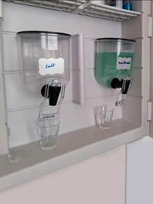 1pc Wall-Mounted Mouthwash Dispenser, Manual Press HandSanitizer Soap Dispenser, Shampoo Shower Gel Soap Dispenser, LotionContainer For Bathroom, Bathroom Accessories - Clear - View 3