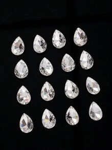 100pcs 10*14mm Teardrop Shaped Glass Crystal Beads, Colored Glass  Shape Crystal Drills, DIY Mobile Phone Case Accessories, Garment/Shoe/Bag Decorative Accessories - White - View 4