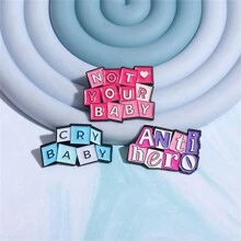 3pcs/Set Fun Phrases Brooch Not Your Baby Cry Baby Anti Hero For Backpack Enamel Pins Lapel Badge Clothes Jewelry Wholesale Custom Gift - Multicolor - View 6